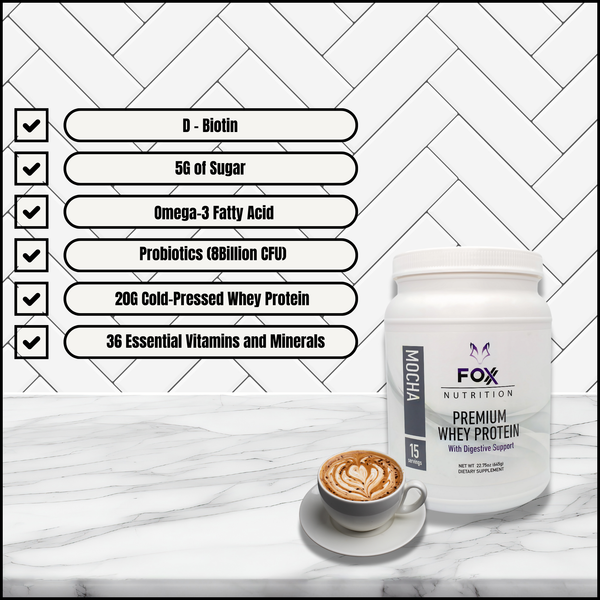 Mocha Protein Powder with Digestive Support - Foxx Nutrition (30 Day Supply)