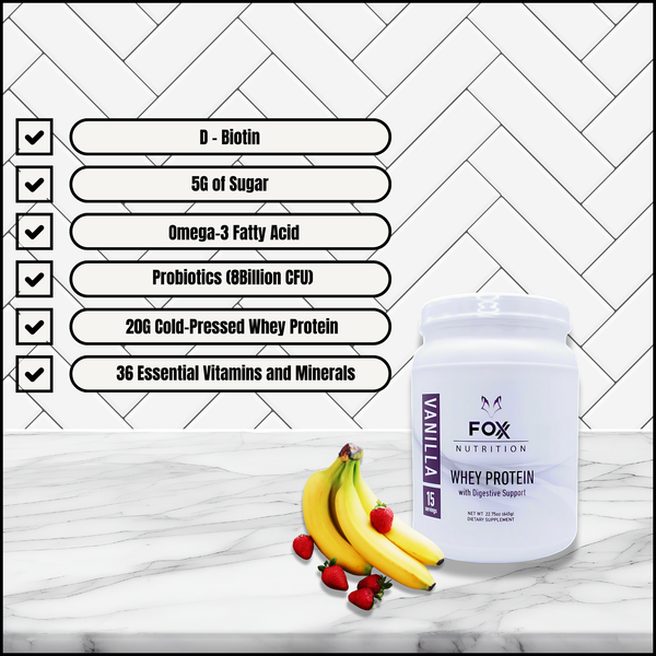 Vanilla Protein Powder with Digestive Support - Foxx Nutrition